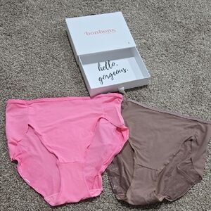 Bonbons Women's Intimates Set - Pink and Brown High Leg Brief Size Large
